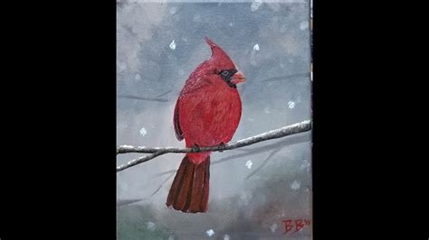 Simple Winter Scene Cardinal Painting Tutorial Full Length # ...