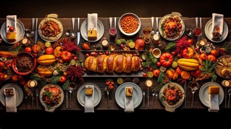 Premium AI Image | thanksgiving table setting HD 8K wallpaper Stock Photographic Image