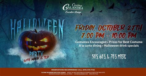 Halloween Party with Mark & Ted, Cucina Calandra's Executive Lounge/Bar, Fairfield, 27 October ...