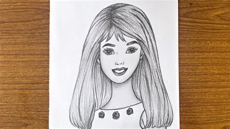 Beautiful barbie doll drawing easy /How to draw a barbie doll face /How ...