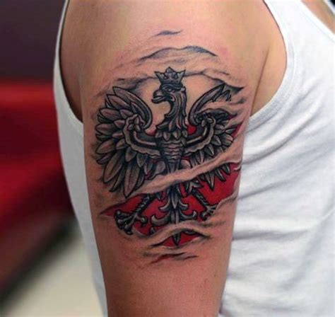 Polish Eagle Ripped Skin Arm Tattoos For Men Flag Tattoo, Eagle Tattoos, Ink Tattoo, Body Art ...