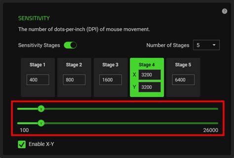 How to adjust the DPI setting on a Razer mouse through Razer Synapse