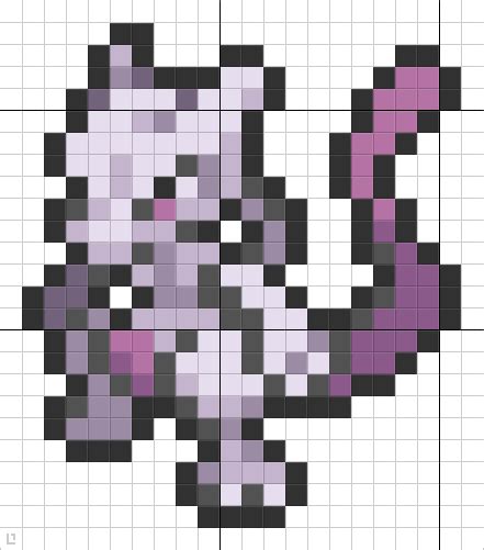 150 Mewtwo | Pixel art pokemon, Pixel art, Pixel art minecraft