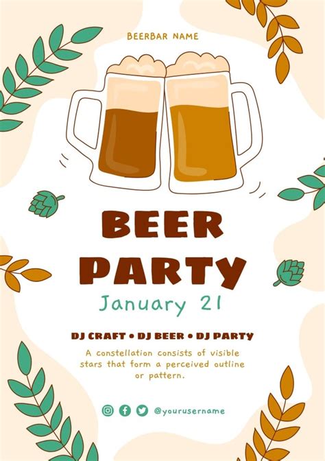 Customize this Hand-drawn Brewery Beer Party Invitation template online