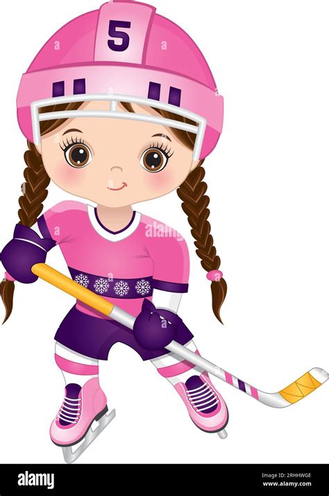 Cute Little Girl Playing Hockey. Vector Hockey Player Stock Vector Image & Art - Alamy