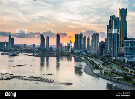 Skyline of Panama City at sunset, Panama City, Panama, Central America ...