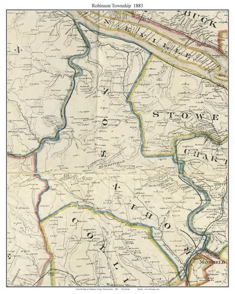 Robinson Township, Pennsylvania 1883 Old Town Map Custom Print - Allegheny Co. - OLD MAPS