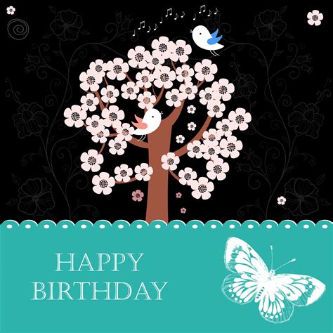 Flowers & Birds Birthday Card Free Stock Photo - Public Domain Pictures