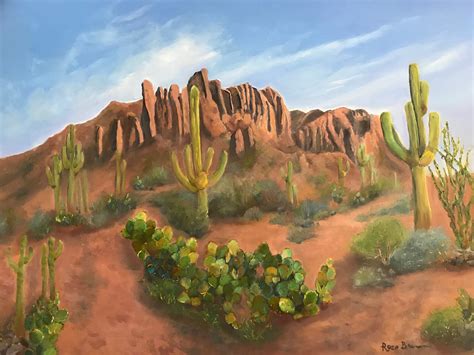 Desert Painting, Superstition Mountains, Arizona painting, XL Painting ...