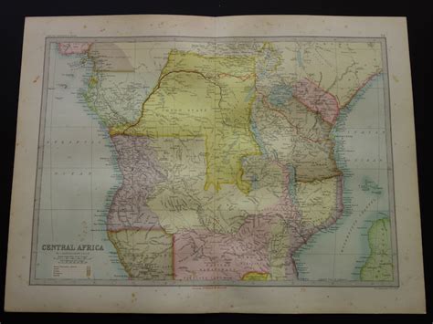 AFRICA Old Map 1890 Original Large Antique Print of Central - Etsy