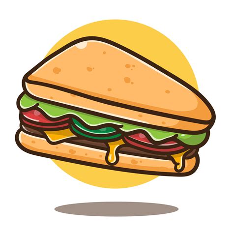 illustration of cute cartoon Sandwich vector good for sticker 14828367 Vector Art at Vecteezy