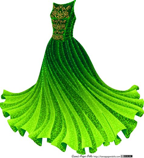 Green Princess Gown | Liana's Paper Dolls