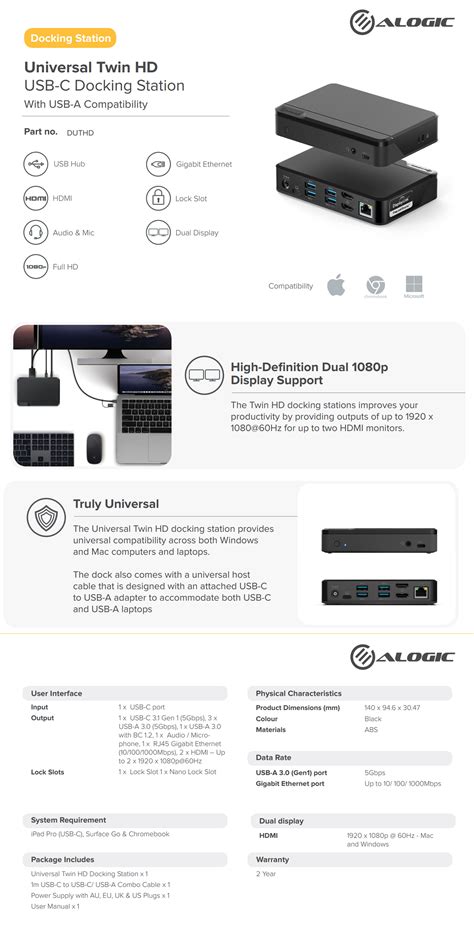 Alogic Universal TWIN HD Docking Station | JW Computers