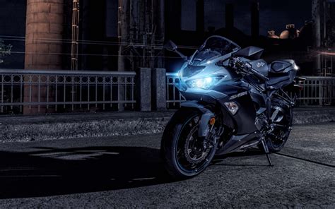 Download wallpapers Kawasaki Ninja ZX-6R, 4k, night, 2018 bikes ...