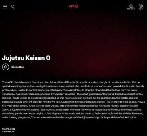 Leak on AMC website reveals Jujutsu Kaisen 0 movie’s US release date