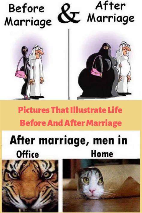 Pictures That illustrate Life Before And After Marriage | Before and after marriage, Marriage ...