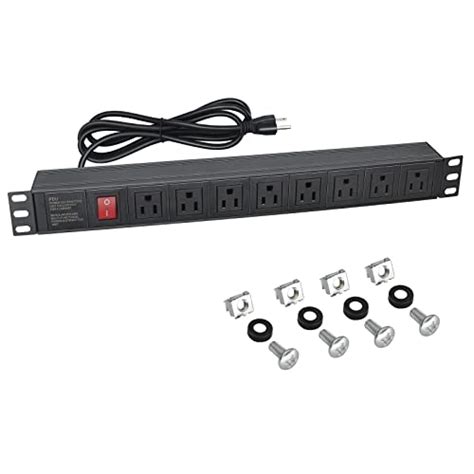 19 inch Rack Mount Power Strips, 1U Rack Mount PDU Power Strip Surge ...