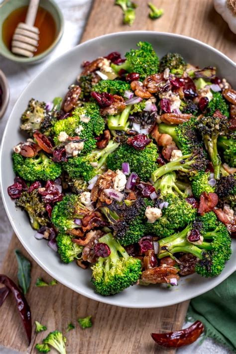 Charred Broccoli Salad with Hot Honey Dressing - Host The Toast