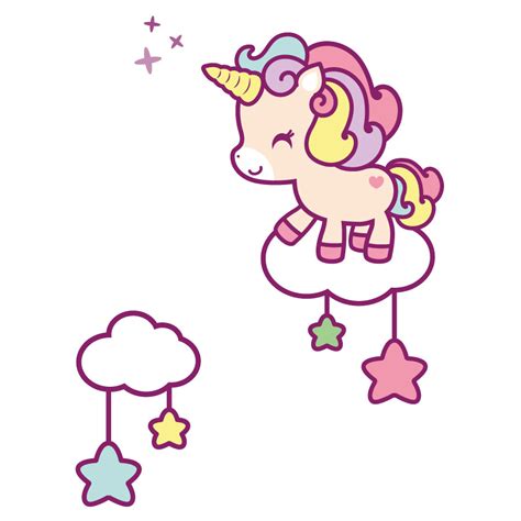 Cute unicorn and stars wall sticker | Unicorn wall stickers | Stickerscape