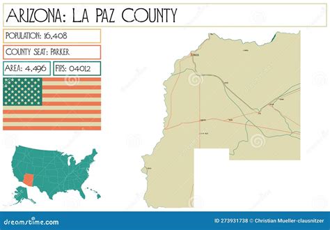 Map of La Paz County in Arizona, USA. Stock Illustration - Illustration ...