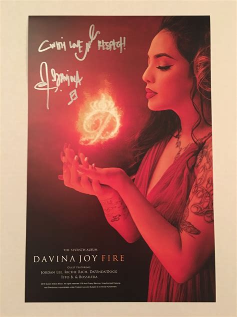 "FIRE" Album Cover Poster #1 in 11"x17" size (comes autographed) | DavinaJoysRealm.com