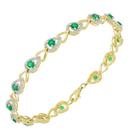 9ct Gold Emerald & Diamond Bracelet