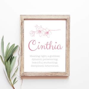 Cinthia Baby Name Meaning Baby Names Nursery Sign Girl Names Printables Instant Digital ...