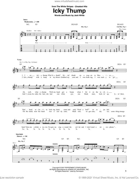 Icky Thump sheet music for guitar (tablature) (PDF)