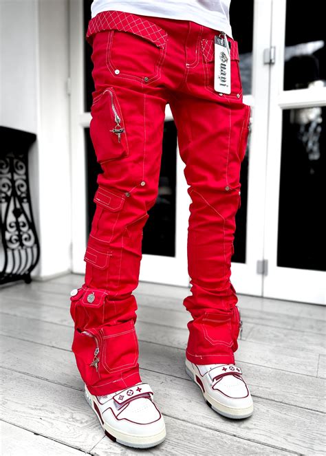 Blood Red Contrast Cargo Pant