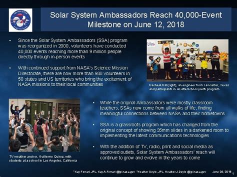 Solar System Ambassadors Reach 40 000 Event Milestone