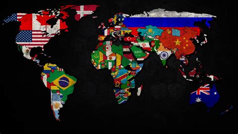 Wallpaper World map with flag logo 1920x1080 Full HD 2K Picture, Image