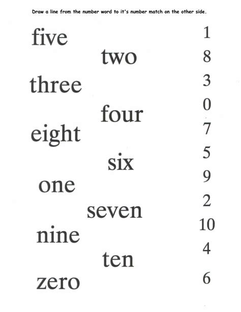 Fun Learning At Home: Word To Number Match-Up