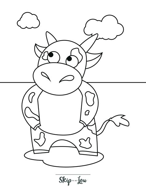 Free Printable Cow Coloring Pages with PDF Download | Skip To My Lou