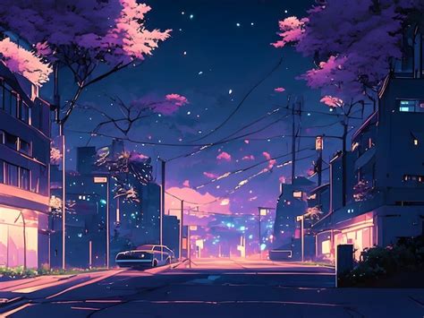 Premium AI Image | anime cityscape in the night