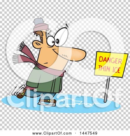 Clipart of a Cartoon Caucasian Man Skating on Thin Ice - Royalty Free Vector Illustration by Ron ...