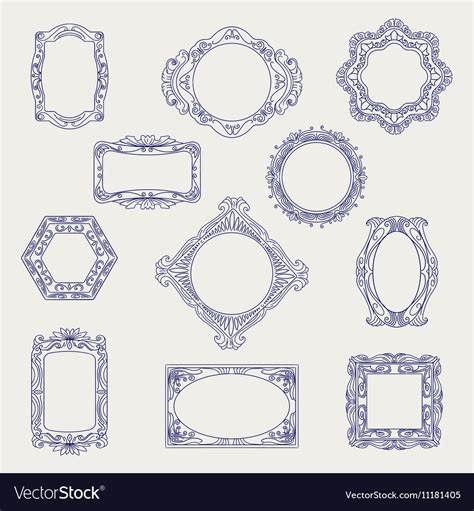 Ball pen sketch of vintage frames Royalty Free Vector Image