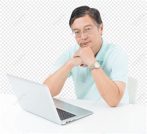 Middle Aged Business Men Use Computers, Light White, Light Man, Desk White PNG Free Download And ...