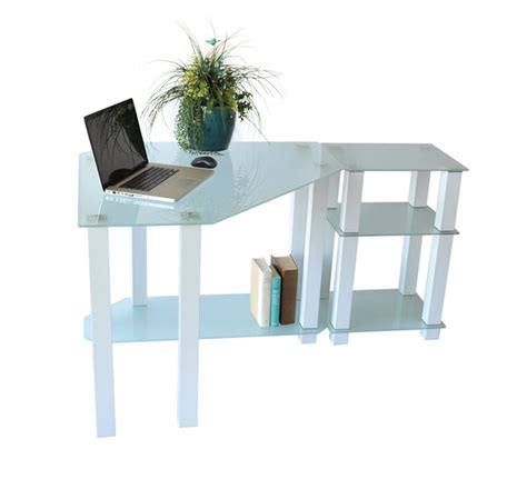 Modern White Glass Corner Desk with 20" Extension – ComputerDesk.com