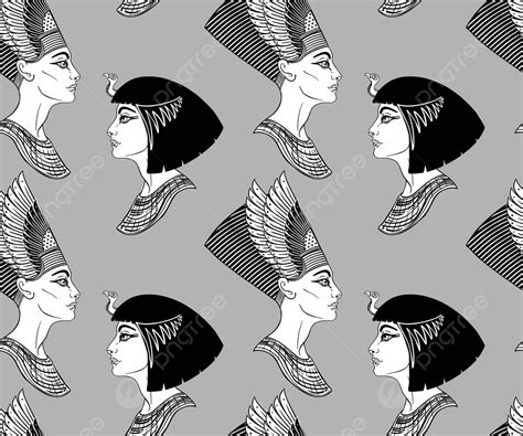 Vintage Egyptian Pattern With Gods And Symbols Design Cleopatra Ankh Vector, Design, Cleopatra ...