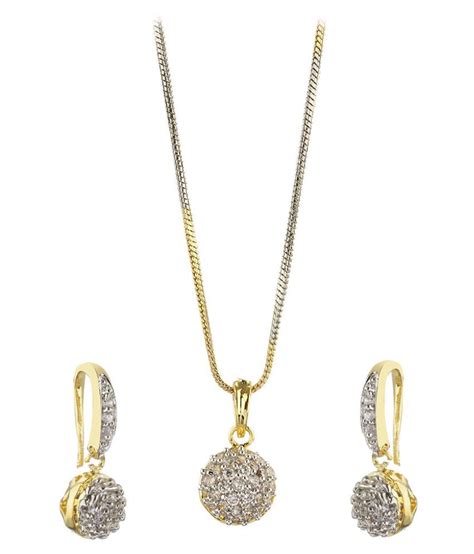 Zeneme American Diamond Gold Plated Pendant Set With Earrings For Girls / Women: Buy Zeneme ...