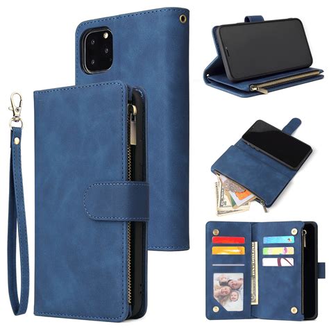 iPhone 11 Wallet Case, Dteck Soft Leather Zipper Wallet Case Magnetic ...