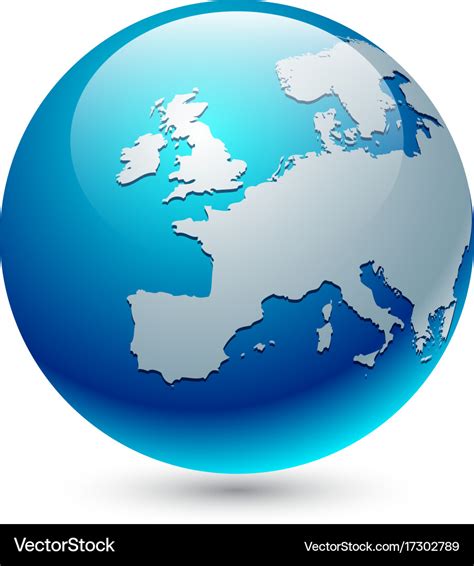 Europe silhouette on blue globe Royalty Free Vector Image