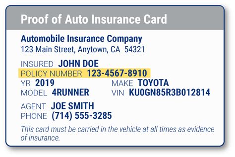 Auto Insurance Card