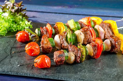 Download Kebab Still Life Tomato Vegetable Meat Food Barbecue HD Wallpaper