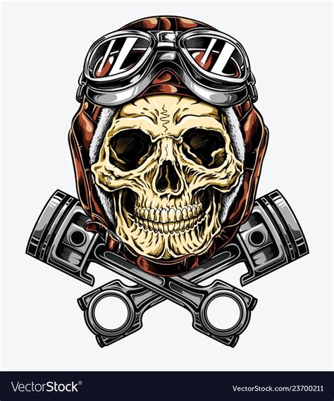 Motorcycle skull with helmet and goggles Vector Image Skull Decal ...