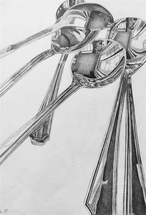 Reflective Surfaces, Drawing by Louise. GCSE. Leicester Grammar School ...