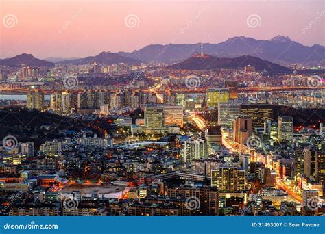 Seoul, South Korea Skyline stock image. Image of district - 31493007