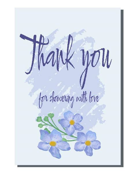 Thank you card with blue flowers 27475374 Vector Art at Vecteezy