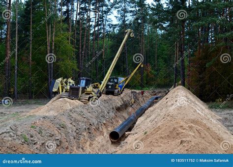 Natural Gas Pipeline Construction Work. a Dug Trench in the Ground for ...