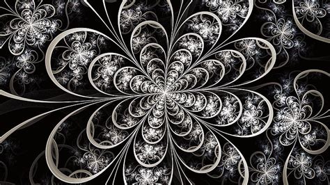 Black White Fractal Pattern Flowers Trippy, HD wallpaper | Peakpx